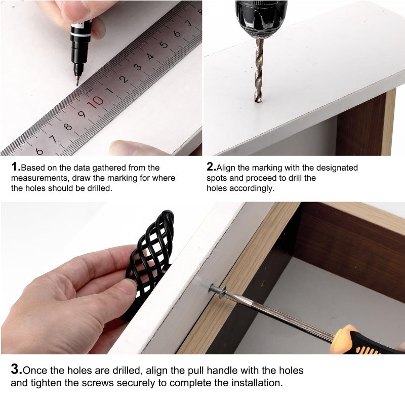 Pxyelec 6 Pack Muted Black Birdcage Nest Twist Cabinet Wardrobe Door Handle Drawer Cupboard Kitchen Dresser Pull Single Hole - Image 3